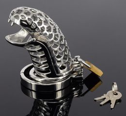 New device designs new -steel belt for men new devices snake design cock cage with removable spike ring4160856