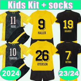 2024 HALLER Kids Kit Soccer Jerseys REYNA KAMARA BENSEBAINI HUMMELS REUS FULLKRUG Home Yellow Away Special Edition 23 24 Child Football Shirts