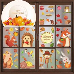 Stickers Autumn Thanksgiving Theme Creative Home Decoration Stickers Window Glass Door Window Static Electricity Stickers