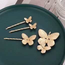 Hair Accessories 4pcs Gold Butterfly Headdress Advanced French Elegance Retro Simple Bangs Clip 3-dimensional Sweet