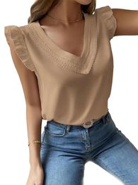 Women's Blouses Chiffon Top For Women Casual Clothing Ruffle Short Sleeve Blouse Girls Shirt Tops Solid