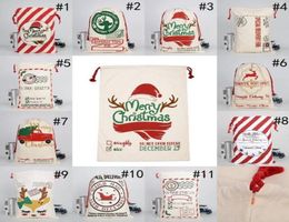 Christmas Santa Sacks Canvas Cotton Bags Large Heavy Drawstring Gift Bags Personalized Festival Party Christmas Decoration fy42491534786