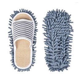 Slippers Unisex Size 43-44 Grey Linen Lazy Stripe Floor Japanese Detachable Washable-1 Pair