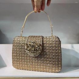 Totes XIYUAN Lady Diamonds Evening Handbag Novelty Boutique Bling Crystal Metallic Purses And Handbags Bridal Wedding Shoulder Bags