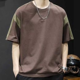Men's T-Shirts Summer Mens T Shirt Patchwork Colours Casual Retro Male Gym Clothing Short Slve Strtwear Harajuku Oversize T-shirt H240506