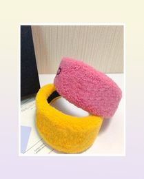 Autumn Winter Plush Headbands Letter Printed Hairband Women Wide Brim Hair Band With Gift Box3642254