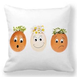 Cushion/Decorative Easter Decorationcase Coloured Eggs Print Cushion Cover Happy Easter Sofa Throwcase Chair Decorate Cushion Cover