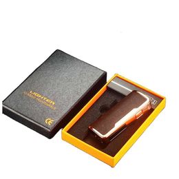New Leather Pattern Design Outdoor Windproof Strong Double Arc Lighter