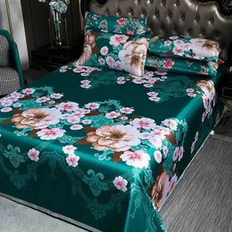 Bedding sets 3 Pcs Luxury Linen Bed Sheet Home Bedding Decoration Machine Washable Smooth Bed Sheet Set Queen King Size with Pillowcases J240507
