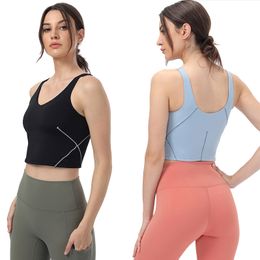 Yoga outfit U Type Back Align Tank Tops Gym Clothes Women Casual Running Nude Tight Sports Bra Fitness Beautiful Underwear Vest Shirt 2.0 L-2954