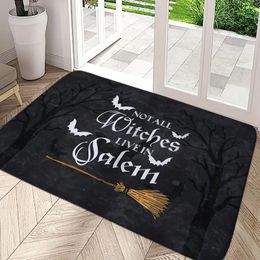 Carpets Halloween Non-slip Area Bat Broom Doormat NOT All Witches Live In Salem Rugs Living Room Balcony Entrance Floormat Decor