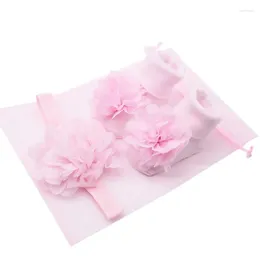 Hair Accessories Baby Headband Socks Set Solid Flower Infant 1pcs Headwear And 1 Pair Cotton Kids Suits