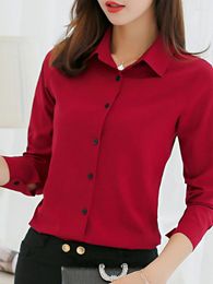 Women's Blouses Blouse Women Chiffon Office Career Shirts Tops 2024 Fashion Casual Long Sleeve Femme Blusa