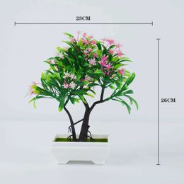 Decorative Flowers Wreaths Artificial Plants Bonsai Small Tree Pot Fake Plant Flowers Potted Ornaments for Home Room Hotel Garden Table Official Decor