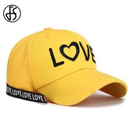 Ball Caps FS Trendy LOVE Embroidery Couple Hat Yellow Pink Snapback Hip Hop Caps Summer Women Men Baseball Cap Bone Trucker Hats 2024 Y240507