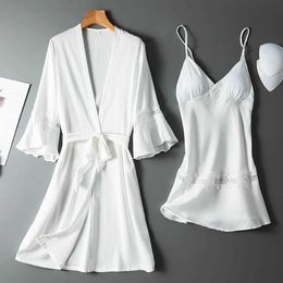 Women's Sleep Lounge Patchwork Bride Maid Wedding Dress Satin Dress Womens Pajamas Bathroom Sexy Evening Dress Home DressL2405