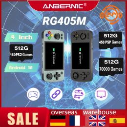 Players New 512g Anbernic Rg405m 4inch Ips Touch Screen Android 12 Unisoc Tiger T618 the First Cnc Aluminium Handheld Game 70000+games