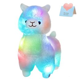 34cm luminous LED filled animal alpaca plush toy luminous white lamb doll Christmas gift 240424