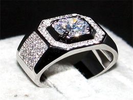 luxury Men 10KT WHITE Gold FILLED Rings finger jewelry Eternal 66mm 12ct Diamond Zircon Cocktail Wedding ring For Men Boys Sz 75679421