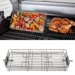 Meshes camping supplies Stainless Steel Grill Roaster BBQ Rotisserie Ovenware Skewers Oven Cage for camping Baking Tools