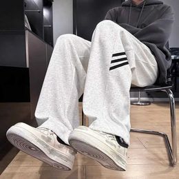 Men's Pants Harajuku Wide Leg Sweatpants Oversize Men Straight Baggy Casual High Strt Drape Contrasting Colours Joggers Gym Sports H240506