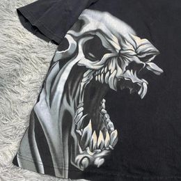Y2k Gothic Skull Print Oversized T-shirt Men 2024 JNCO European and American Short Sleeved Harajuku Hip-hop Fashion Tops 240506