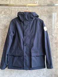 Mens Goosess jacket windrunner fashion hooded sports windbreaker casual zipper Lockport Trench Jacket Lightweight Outdoor Jacket 2429M Deep Blue Red Label