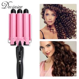 Curling Irons 3 buckets of curly hair iron with adjustable temperature 5 sizes Perm Splint ceramic three bucket curler portable Q240506