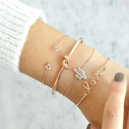 Cactus Triangle Open Love Diamond Knot Bracelet Set of Four