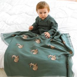 Blankets Baby Super Soft Born Infant Cotton Swaddle Wrap Quilt 100 80cm Green Knitted Toddler Crib Cellular Sleeping Mat