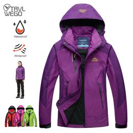 TRVLWEGO Camping Hiking Jacket Women Autumn Outdoor Sports Coats Climbing Trekking Windbreaker Travel Waterproof Purple Rosy 240507