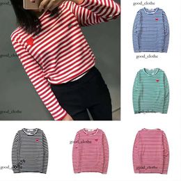 Male And Female Couple Long Sleeve Cdgs T-Shirt Designer Play Commes Des Garcons Embroidered Sweater Pullover Love Black And White Stripes Loose Short Sleeve 739