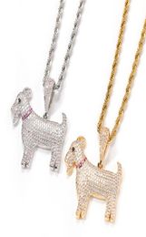 Lovely Men Women Necklace Gold Silver Colours Bling CZ Diamond Goat Pendant Necklace for Mens Women Nice Gift5982942