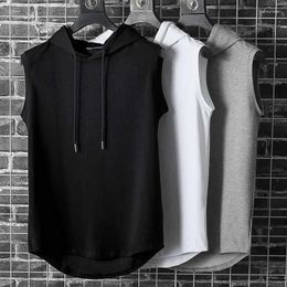 Men's Tank Tops Short Sleeve Quick Dry Vest Summer Black Tshirt GYM Top Tees With Hoodies Fashion Clothes OverSize