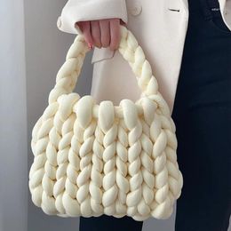 Storage Bags DIY Hand Crochet Bag Designer Women Underarm Trendy Knitting Handbag Woven Coarse Icelandic Yarn Shoulder Shopping Purse