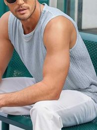 Men's Tank Tops Casual Wear Mens Knitted Pure Color O Neck Slveless Tank Tops New Summer Sports Fitness Breathable Thin Knit Vest Men Camisole Y240507