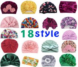 18 style Baby Hats Bunny Ear Caps Turban Knot Head Wraps Infant Kids India Hat Ears Cover Childen Milk Silk Beanie9602147