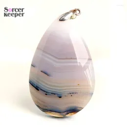 Pendant Necklaces SorcerKeeper Natural Slice Agate Charm Pendants Wholesale Lace Onyx Gem Stone Crystal Necklace For Jewellery Making RS643