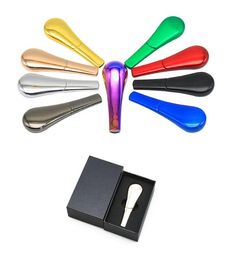 New Zinc Alloy Spoon Shape Dry Herb Smoking Pipe With Cover Tobacco Herbal Vaporizer MutilColors Optional In Box Kit DHL Ship8580415