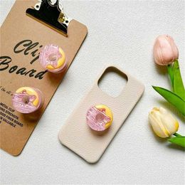 Cell Phone Mounts Holders INS Korean Cute Funny Pink Donut Griptok Bracket For iPhone 15 Lovely Universal Phone Holder Ring Support Stand Grip Tok Girl