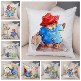 Bedding British Cartoon Bear Cushion Cover Sofa Children's Room Decoration Cute Animal Pillowcase