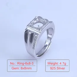 Cluster Rings Size Adjustable Silver Ring Setting 2ct Moissanite For Man 925 Semi Mount Bases Jewellery DIY Supplier