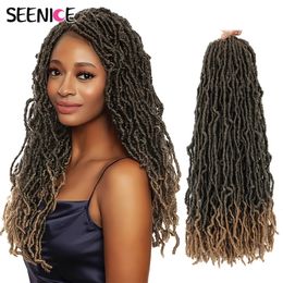 18 Nu Locs Crochet Hair Synthetic Dreadlocks Soft Pre Looped Ombre Braiding Hair Extensions Natural Goddess Nu Locs For Women 240506