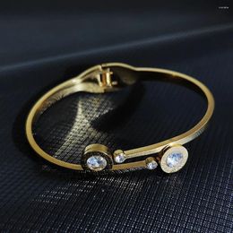 Bangle Zircon Bracelet For Woman Gold Silver Stainless Steel Roman Numerals Brand Charm Jewellery Gift Girlfriend Wholesale