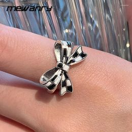 Cluster Rings Mewanry Black And White Checkerboard Bow For Women Couples Fashion Simple Geometric Handmade Party Jewellery Gifts