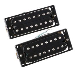 Accessories 2 Pieces 8 String Electric Guitar Humbucker Pickup Double Coils Neck Bridge Pickup Set, Black