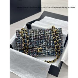 CF Wool Handbag Designer CHANEI Bag Vintage Womens Chain Bag Quilted Purse Crossbody Bag Paris Brand Fashion Flap Classic Wool Dog Print Purse 1112 25cm