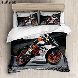 Bedding sets Motorcycle Bedding Sets Motorcycle Duvet Cover Bed Set NO Bed Sheet Housse Couette Literie Copripiumone Con Motocykl Single King J240507
