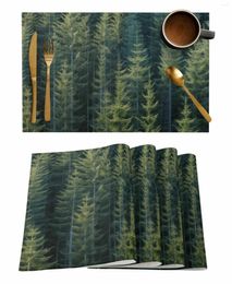 Table Mats Wallpaper Forest Tree Autumn Coffee Dish Mat Kitchen Placemat Dining Rug Dinnerware 4/6pcs Pads
