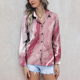 Women's Blouses Shirts & 3D Marble Tie-Dye Printing Button Casual Long Sleeve Shirt Fit 2024 Summer Female Clothing Tops
